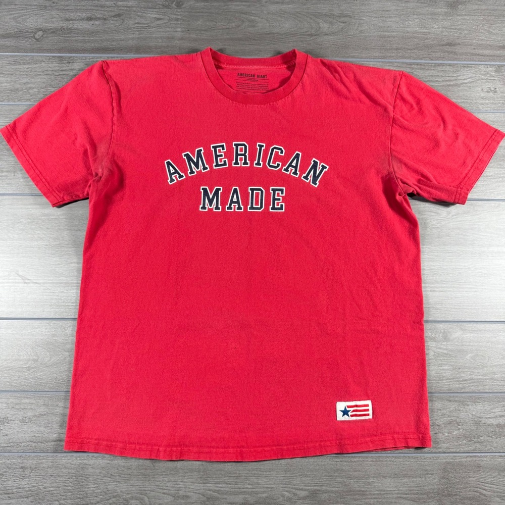 American Giant T-Shirt XXL Red American Made Flag Collection Graphic Tee
